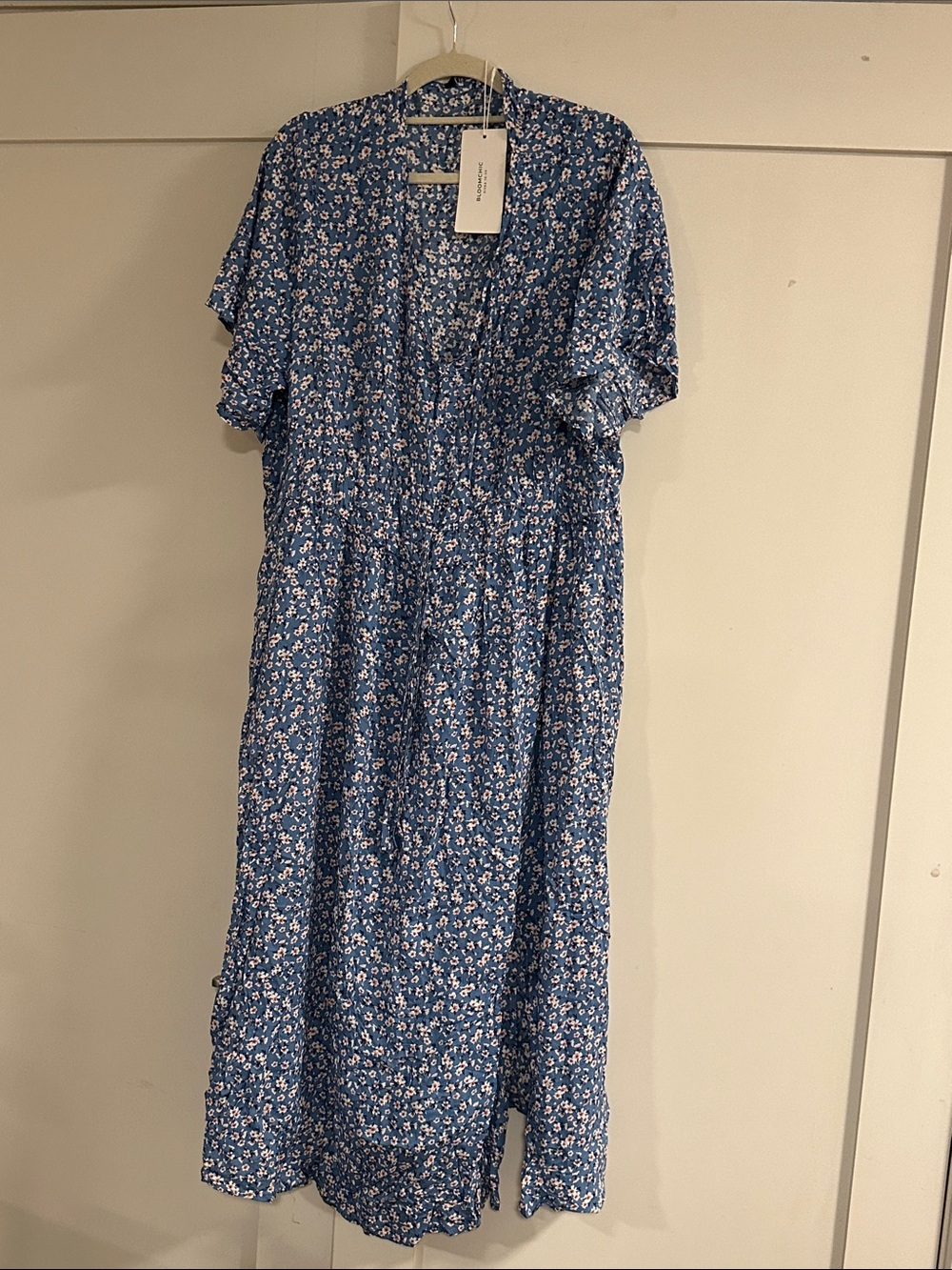 BloomChic Navy-Blue Ditsy Floral Midi Dress